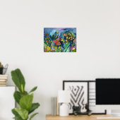 Waterverf Garden Flowers Art Poster (Thuiskantoor)