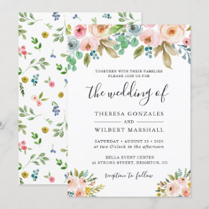 Waterverf Garden Fresh Flowers Wedding Invitation Kaart