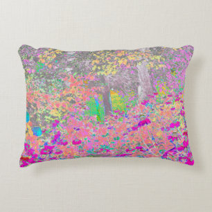 Waterverf Garden Sunrise met paarse bloemen Accent Kussen