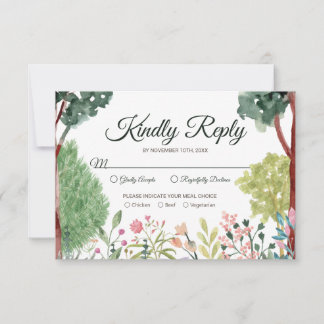 Waterverf Garden Wedding RSVP-kaart RSVP Kaartje