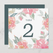 WATERVERF GARDEN WEDDING trouwtabelnummer Kaart (Voorkant / Achterkant)