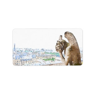 Waterverf Gargoyle van Notre Dame Etiket