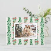 Waterverf Garland Bow Holiday Kaart (Staand voorkant)