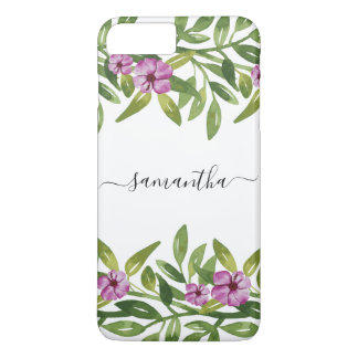 Waterverf garland handgeschreven kalligrafie flora 	iPhone 8 plus / 7 plus hoesje