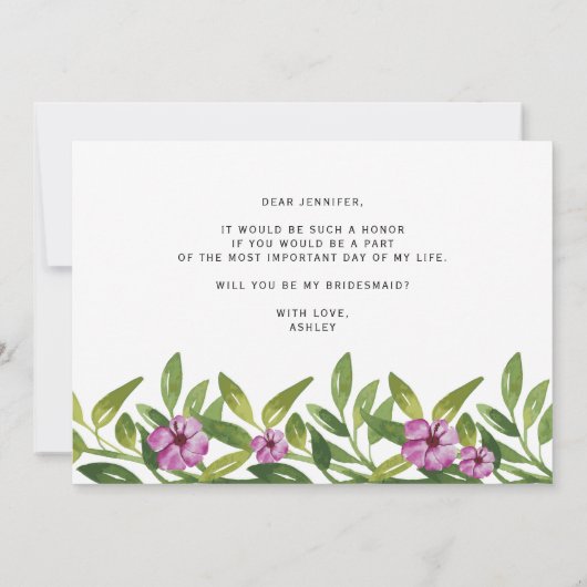 Waterverf Garland, jij wordt mijn bruidsmeisje Kaart (Achterkant)