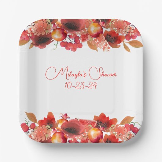 Waterverf Garland van vruchten en bessen Papieren Bordje (Voorkant)