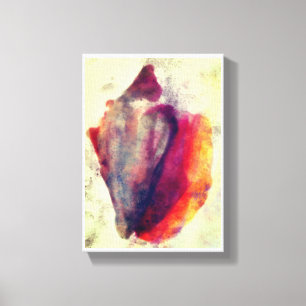 Waterverf Gastropod Burgundy Gold Snail Shell Canvas Afdruk