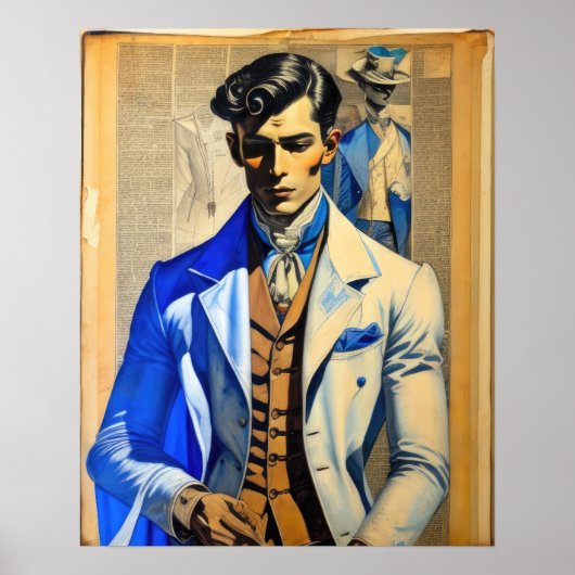 Waterverf Geavanceerd mannelijk Mode model Poster (Voorkant)