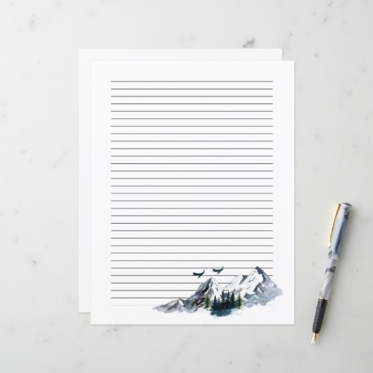 Waterverf gebergte — papier (Voorkant / Achterkant in situ)