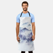 Waterverf gebergte, winterlandschap illustratie schort (Gedragen)