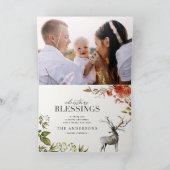 Waterverf gebladerte hert foto kerst kaart (Binnen)