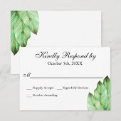 Waterverf gebladerte Tropische bruiloft RSVP Kaartje (Voorkant / Achterkant)