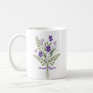 Waterverf Geboortebloem Violet Persoonlijke Mok