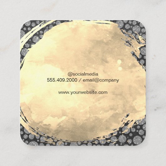 Waterverf geborsteld | Glitter Specks en leisteen Vierkante Visitekaartje (Achterkant)