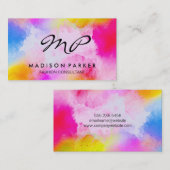 Waterverf geborsteld monogram visitekaartje (Voorkant / Achterkant)