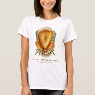 Waterverf gebrande kalkoen Happy Thanksgiving T-shirt