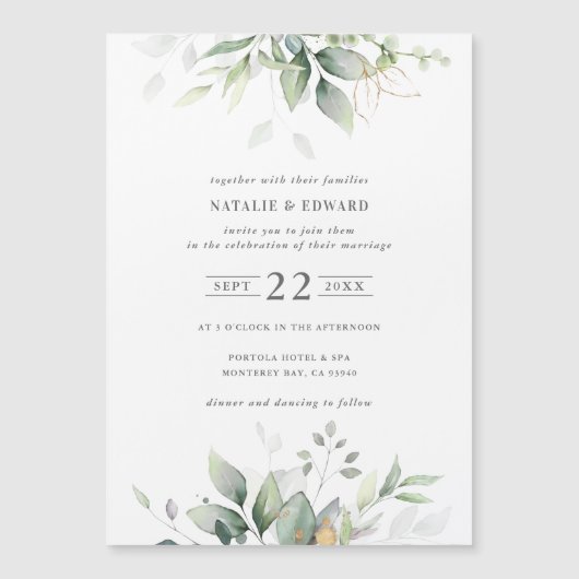 waterverf gedempte groene bladeren (Voorkant)