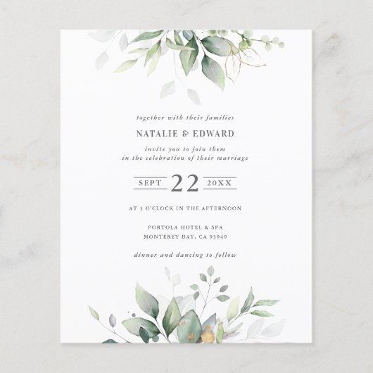 waterverf gedempte groene bladeren (Voorkant)