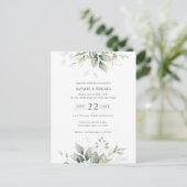 waterverf gedempte groene bladeren briefkaart (Staand voorkant)