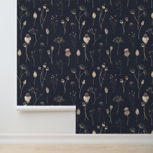 Waterverf Gedroogde Planten Knoppen Wilde Bloemen Behang