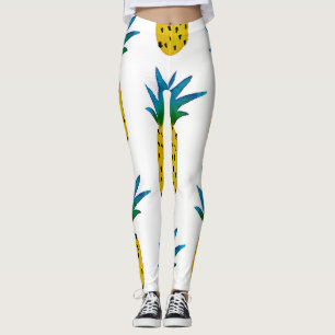 Waterverf geel ananaspatroon leggings