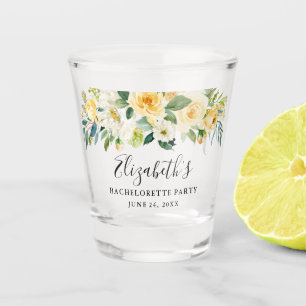Waterverf Geel Bloemen Bachelorette Party Shot Glas