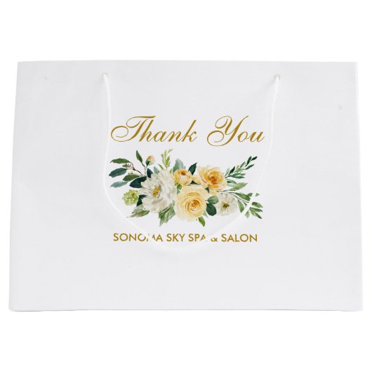 Waterverf Geel Bloemen Goud Elegant Dank u Groot Cadeauzakje (Voorkant)