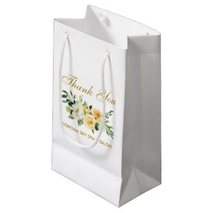 Waterverf Geel Bloemen Goud Elegant Dank u Klein Cadeauzakje