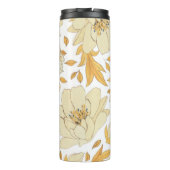  Waterverf geel bruin bloemmotief Thermosbeker (Achterkant)