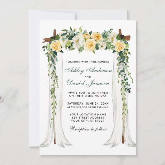 Waterverf Geel Floral Groen Kaart (Voorkant)