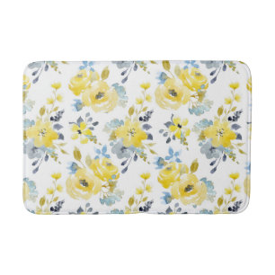 Waterverf Geel Floral Patroon Badmat