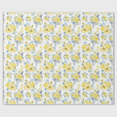 Waterverf Geel Floral Patroon Cadeaupapier (Vlak)