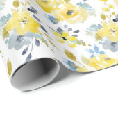 Waterverf Geel Floral Patroon Cadeaupapier (Rol Hoek)