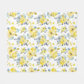 Waterverf Geel Floral Patroon Fleece Deken (Voorkant (Horizontaal))