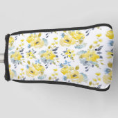Waterverf Geel Floral Patroon Golfheadcover (Voorkant)