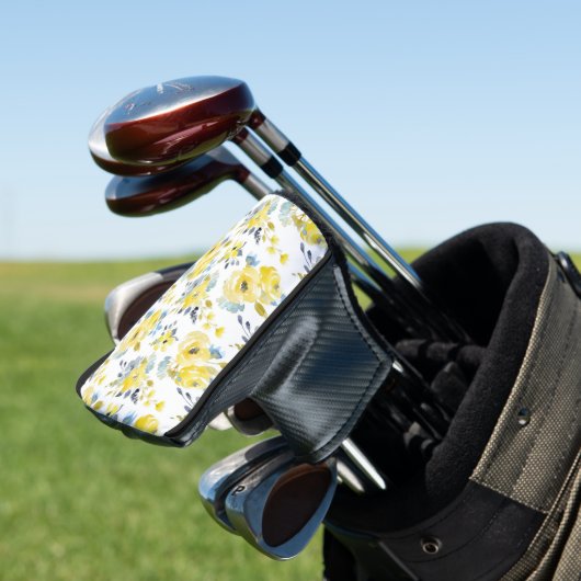 Waterverf Geel Floral Patroon Golfheadcover (Insitu)