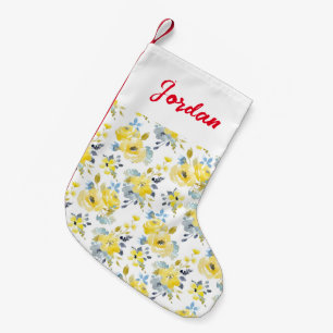 Waterverf Geel Floral Patroon Kleine Kerstsok