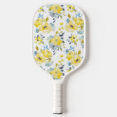 Waterverf Geel Floral Patroon Pickleball Paddle (Achterkant)