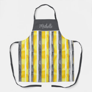 Waterverf Geel Grijs Wit Gestreept Schort