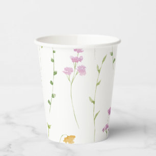 Waterverf Geel Roze Baby shower Papieren Bekers