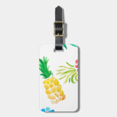 Waterverf, geel, roze en blauwe ananas bagagelabel (Voorkant verticaal)