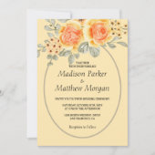 Waterverf geel rozen bruiloft kaart (Voorkant)