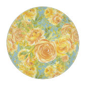  Waterverf geel rozenpatroon Snijplank (Voorkant)