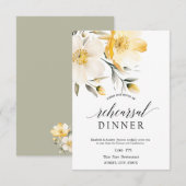 Waterverf Geel Wit Bloemen repetitie diner Kaart (Voorkant / Achterkant)