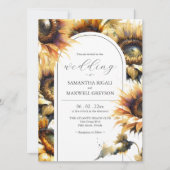 Waterverf geel zonnebloem bruiloft uitnodigingen (Voorkant)