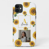 Waterverf Geel Zonnebloem Monogram Moeder Case-Mate iPhone Case (Achterkant)