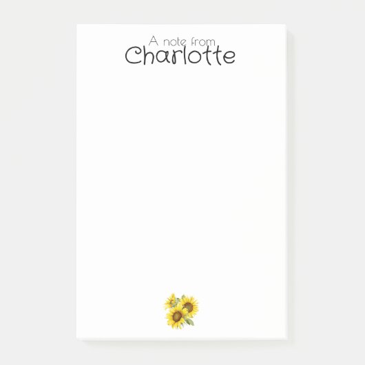 Waterverf geel zonnebloem naam post-it® notes (Voorkant)