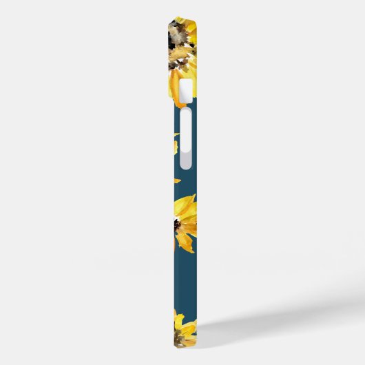 Waterverf geel zonnebloemen op blauw Monogram Case-Mate iPhone Case (Achterkant / Links)