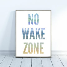 Waterverf Geen Wake Zone Beach Print