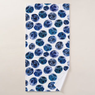Waterverf geïllustreerd blauwbes-setpatroon badhanddoek